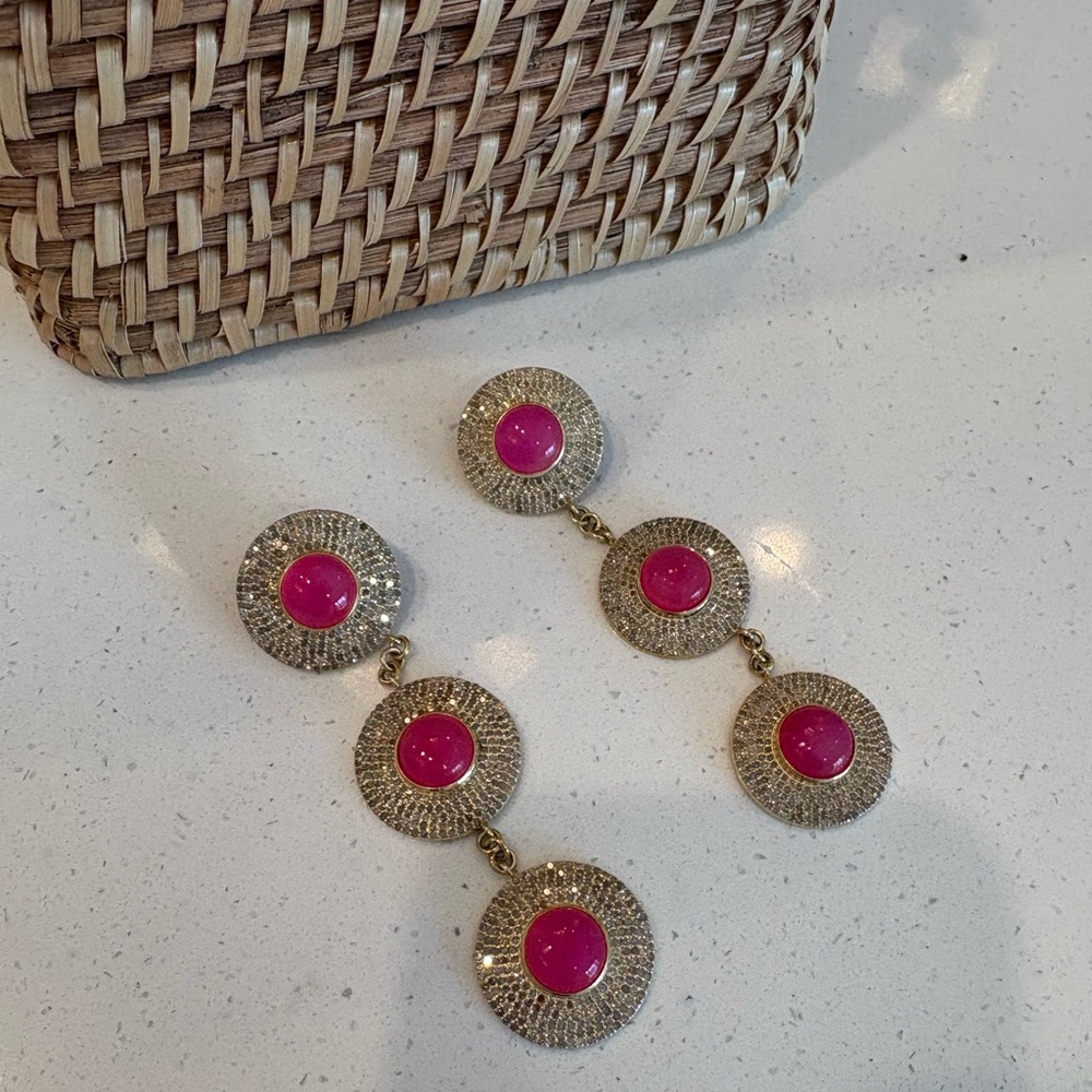 Chic Gold and Pink Statement Earrings